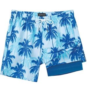 NWT Men's Blue Palm-Print Swim Trunks size XS
